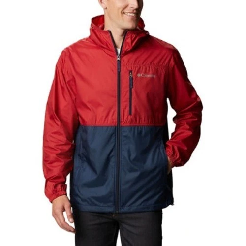 Columbia Flash Forward Windbreaker Jacket Mens Large Red Navy Blue L