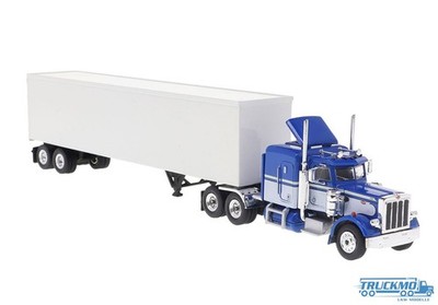 Brekina Peterbilt 359 Kofferauflieger blau/weiß 85716