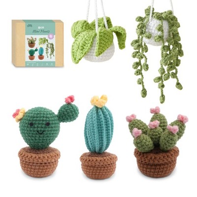 Crochet Kit for Beginners, Make 5 Hanging Potted Crochet Plants, Amigurumi Ki...
