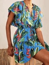 Farm Rio Dream Garden Minidress Blue Botanical Print Size 2 Free Shipping