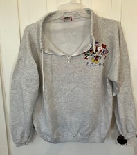 Vintage Disney designs Sweatshirt Gray Mickey Mouse Epcot Flags Quarter Zip