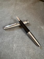 Pilot Steel Short Fountain Pen Fine Nib Silver Black Japan Vintage 1970s Used