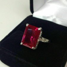 7.00 Ct Emerald Cut Natural Ruby Diamond Wedding Engagement Ring 14K White Gold