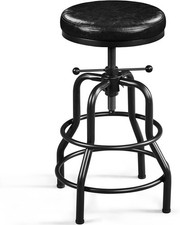 Yaheetech Rustic Round Adjustable Industrial Bar Stools, 1PCS Black