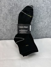 CALVIN KLEIN Men's 7-12 Socks High Quarter Cushioned 6 pairs Black New