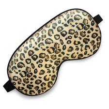 Silk Sleep Mask for Men  Women, Adjustable Strap, Leopard Eye Cover