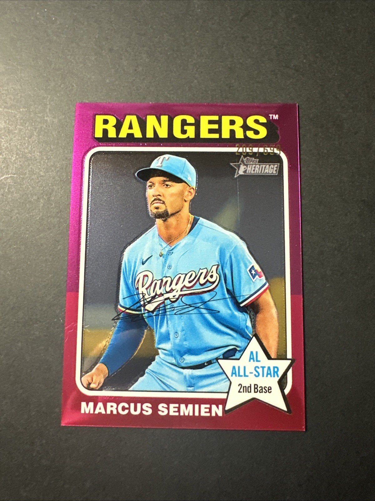 2024 Topps Heritage High Number Marcus Semien Chrome /699 Rangers #127 MLB Baseball Card