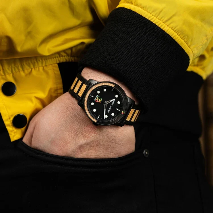 Original Grain "One Love" Ltd. Edition Bob Marley Bamboo Black 42mm Watch- NIB - Image 4 of 4