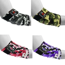 HEAVY DUTY ELBOW SLEEVES SUPPORT WRAPS STRAPS GYM POWER WEIGHT LIFTING PAIR CAMO