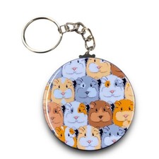 Guinea Pig Pattern Keychain Handmade Pet Portrait Retro Art Gift Accessories