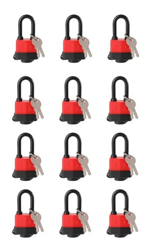 12 Heavy Duty Covered Laminated Steel Keyed Padlocks, Keyed Different Waterproof - Picture 2 of 8