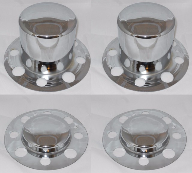 SET OF 4 DUALLY FITS SOME ALCOA EAGLE 8 LUG WHEEL CENTER CAPS CHROME NO
