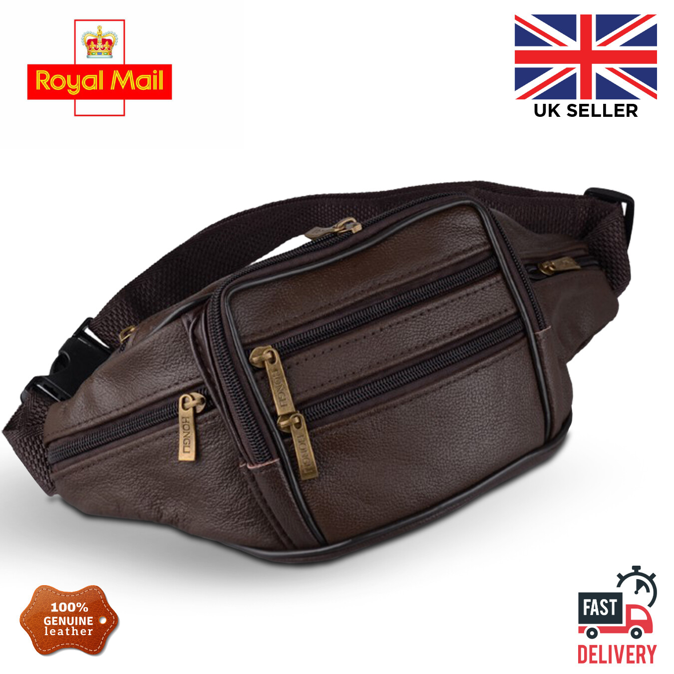 REAL GENUINE LEATHER BUM WAIST BAG TRAVEL HOLIDAY MONEY POUCH BELT
