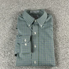 L.L. Bean Wrinkle Free Cotton Long Sleeve Button Up Shirt Green Blue Size Medium