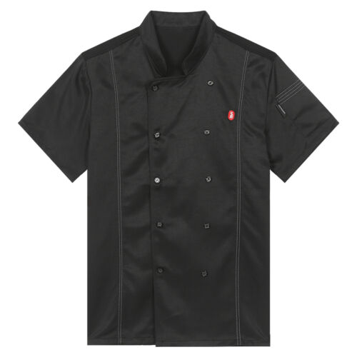 Mens Short Sleeve Chef Coats Jacket Kitchen Restaurant Hotel Cooking Work Shirts - Picture 14 of 81