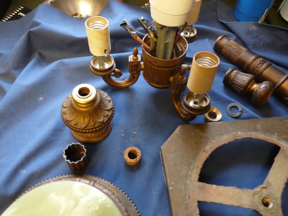 VINTAGE LOT ANTIQUE FLOOR LAMP PARTS 11 Pieces eBay
