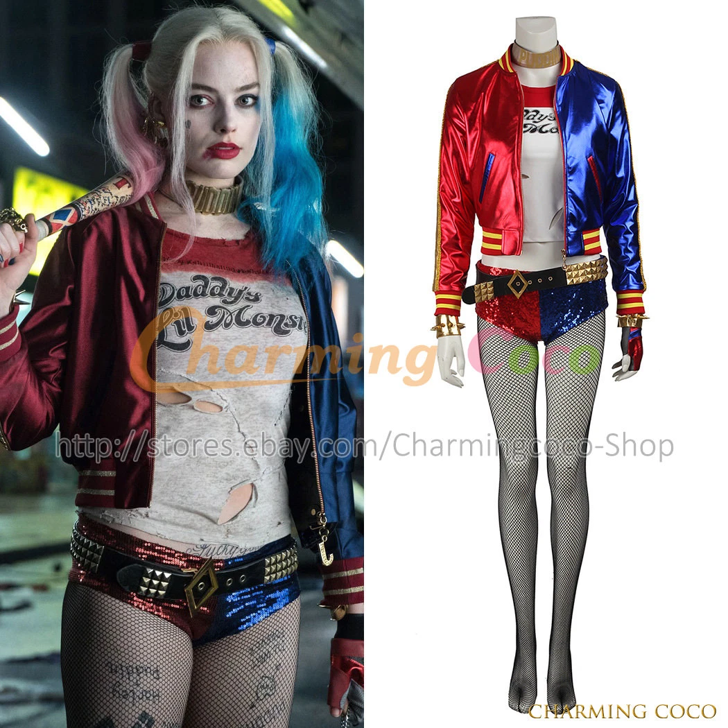 Suicide Squad Harley Quinn Batman Cosplay Costume Amazing Girl Full Set  Outfits