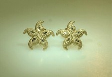 11MM SOLID 14K YELLOW GOLD DC TEXTURED HAWAIIAN SEASTAR STARFISH STUD EARRINGS