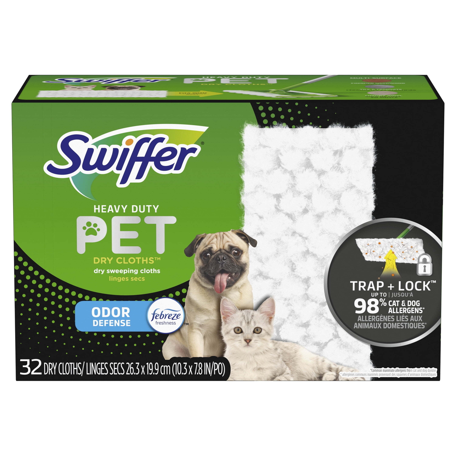 Swiffer Sweeper Pet Heavy Duty Dry Multi-Surface Cloths Refill, 32 Count