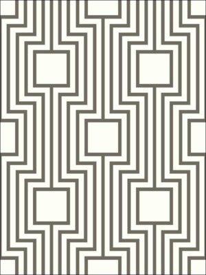 Wallpaper Designer Large Dark Square Gray Geometric Trellis on White, 60 sq ft