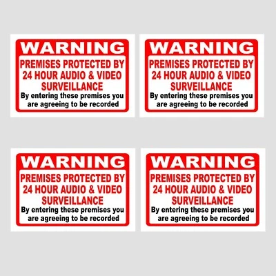 ADOREPRINT 4 x Warning Premises protected by CCTV Sticker Signs On Door or Inside Window