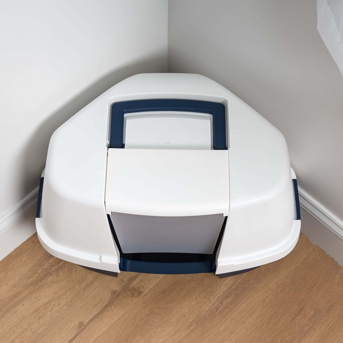 USA Large Hooded Corner Litter Box without Scoop, Navy INSTITUTO