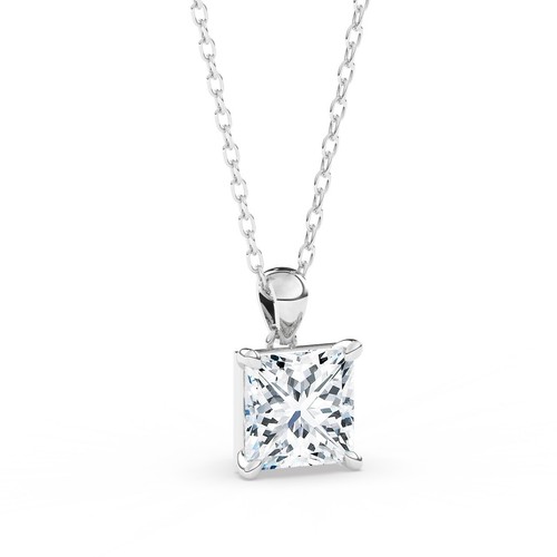 IGI, F/VS1, 2.00 CT Solitaire Lab-Grown Princess Diamond Pendant, 18K White Gold - Picture 14 of 15