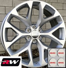 1single 24 Inch Gmc Yukon Oem Specs Snowflake Wheel Silver Machined Rim 24x10 1single 24 Inch Gmc Yukon Oem Specs Snowflake Wheel Silver Machined Rim 24x10