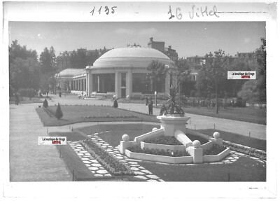 Glasplatte altes Foto positiv schwarz-weiß 13x18 cm Vittel Therme Vogesen