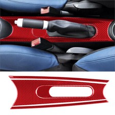 4pcs Red Carbon Fiber Interior Handbrake Cupholder Cover Trim For Mini Cooper