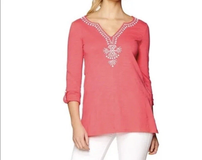 Lilly Pulitzer Women’s Size Medium Eliana Embroidered Tunic Top Long Sleeve Knit - Image 4 of 4