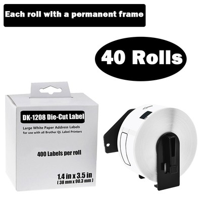 38mmx90mm 40ROLLS Shipping Label 1-1/2''x3-1/2'' Compatible Brother QL710W DK-1208