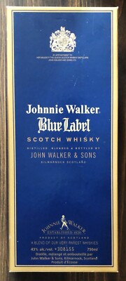 Vintage Johnnie Walker Blue Label Blended Scotch Whisky Box 750 ml Empty