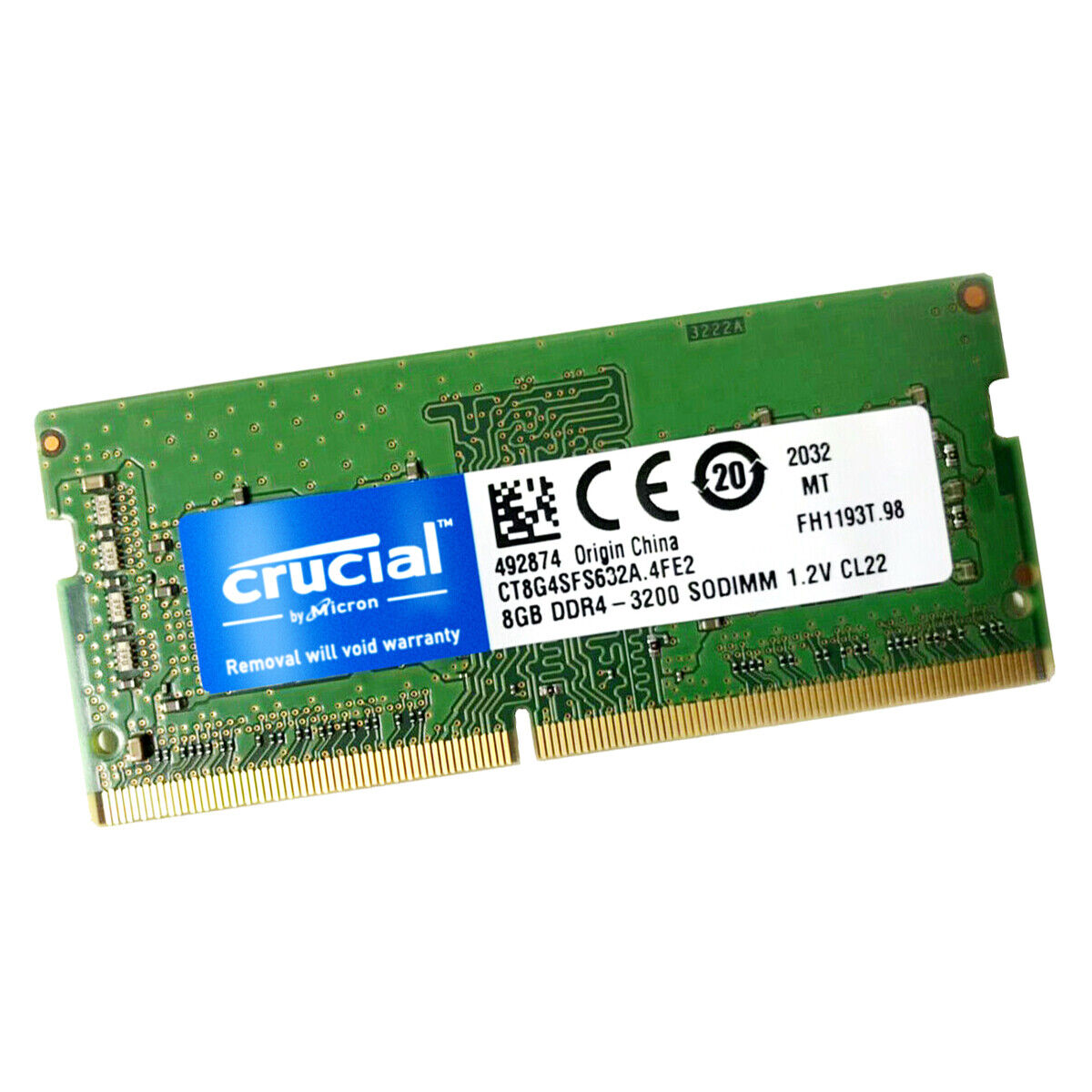 Crucial 8GB DDR4 3200 MHz PC4-25600 SODIMM Laptop Memory RAM (CT8G4SFS632A)