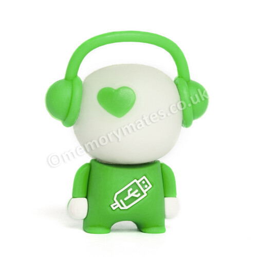 2GB White/Green Walker Music Man USB Flash Drive - Memory Stick /School/Gift