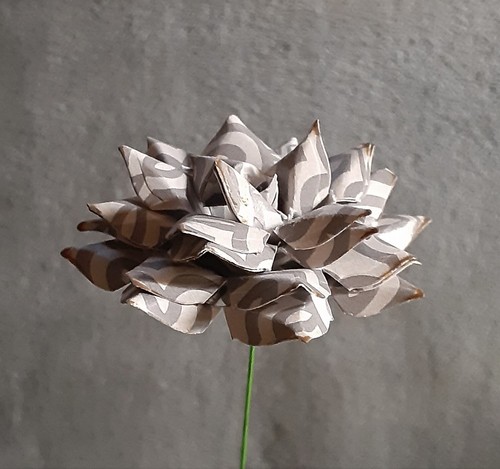 Handmade Paper Flower on stem (Gray Pattern No.3) for Wedding, St. Valentine's - Picture 17 of 18