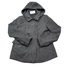 Metaphor Jacket Womens M Gray Double Breasted Long Sleeve Hooded Pea Coat