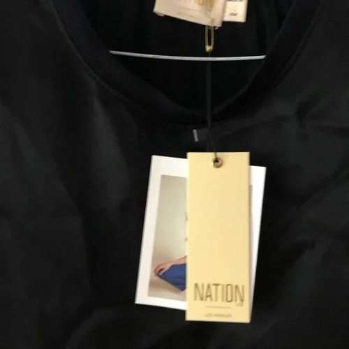 NWT Nation LTD Marie Sateen Boxy Crop Top Tee in Black Size Small Rayon - Picture 8 of 13