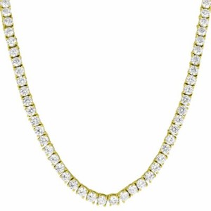 Authentic Tennis ANTI TARNISH 4mm 1 Row Real 925 Sterling Silver 14K Gold Plated Necklace