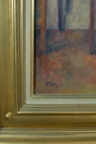 Tableau ancien Portrait Jeune femme dans l'atelier poêle Guerin Japon expo1907 - Photo 11/12