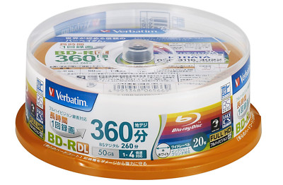 Verbatim VBR260YP20SV1 Blu-ray Disc 20pcs Spindle 50GB 4X Speed Japan
