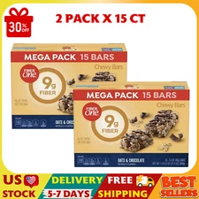 2 PACK X 15 ct, Fiber One Chewy Bars, Oats & Chocolate, Fiber Snacks, Mega Pack