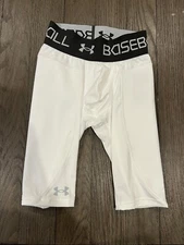 Men's Jock Under Armour Baseball Sliders Sliding Compression Shorts Small White