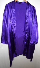 PURPLE SATIN ROBE WITH ATTACHED BELT ONE SIZE 