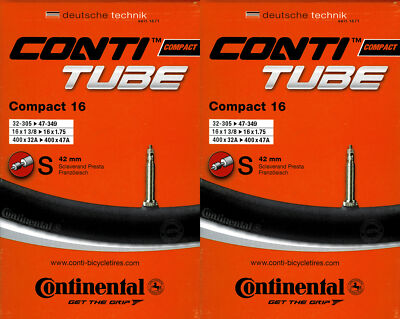2x Continental Compact 16 Schlauch 16 Zoll SV (32/47-305/349) SV 42mm