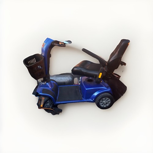 Blue 4-Wheeled Electric Mobility Scooter with Basket for Indoor & Outdoor Use