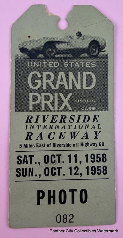 Original 1958 Press Pass United States Grand Prix Riverside Raceway USAC Racing