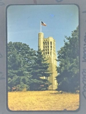Valley Forge Chapel Tower Kodachrome Slide 1957 Architecture American Flag