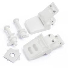 Universal White Plastic Toilet Seat Hinges Replacement Parts with Screws & Bolts