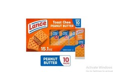 Lance ToastChee Peanut Butter Sandwich Crackers, 10 Pack 6 Sandwiches per Pack 